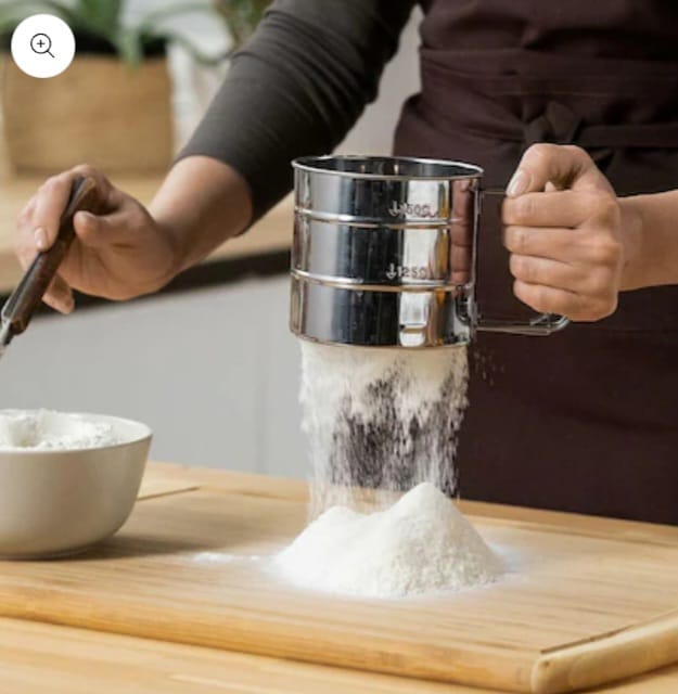 Stainless steel flour sieve hand held cup strainer
