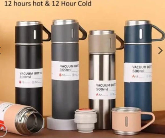 3 Cup Double-Layer Stainless Steel Vacuum Flask Set