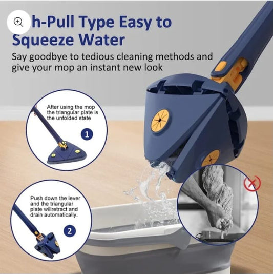 360° Rotatable Adjustable Triangle Cleaning Mop with Twist Squeeze